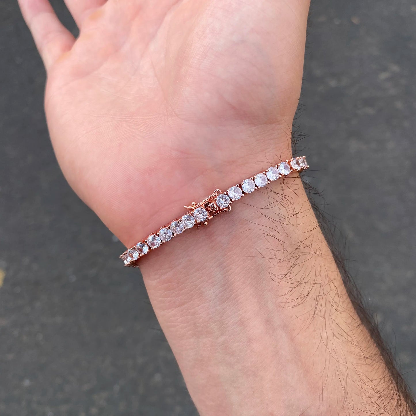 Pulsera tennis oro rosa diamantada 18.5cm - 4mm