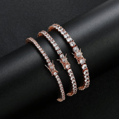 Pulsera tennis oro rosa diamantada 18.5cm - 4mm
