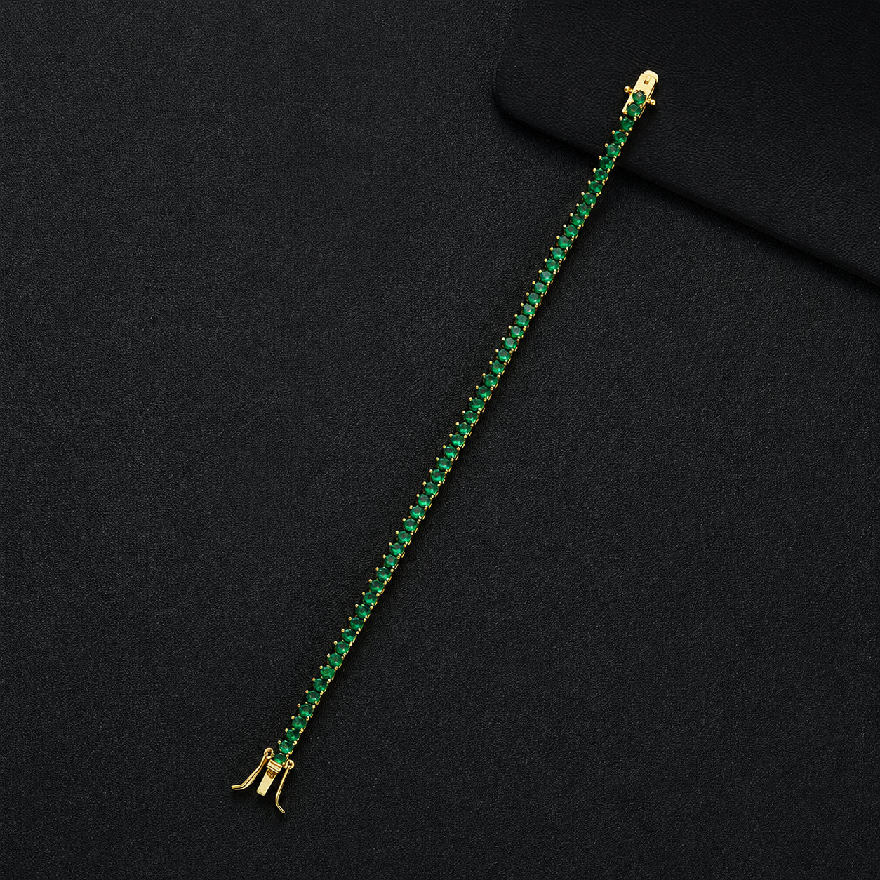 Pulsera tennis oro amarillo circones verdes 18.5cm - 4mm