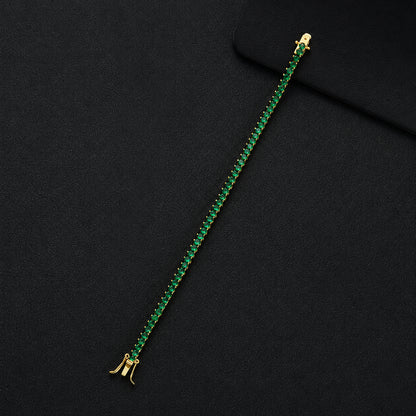 Pulsera tennis oro amarillo circones verdes 18.5cm - 4mm