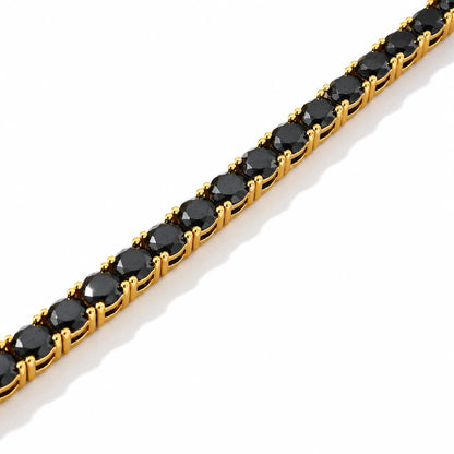 Pulsera tennis oro amarillo circones negros 18.5cm - 4mm