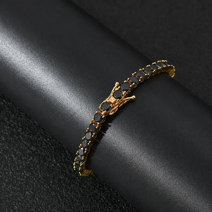 Pulsera tennis oro amarillo circones negros 18.5cm - 4mm