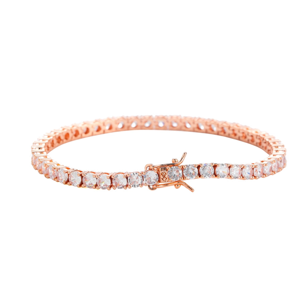 Pulsera tennis oro rosa diamantada 18.5cm - 4mm