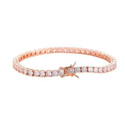 Pulsera tennis oro rosa diamantada 18.5cm - 4mm