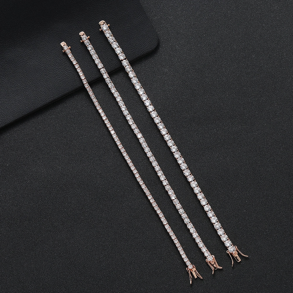 Pulsera tennis oro rosa diamantada 18.5cm - 4mm