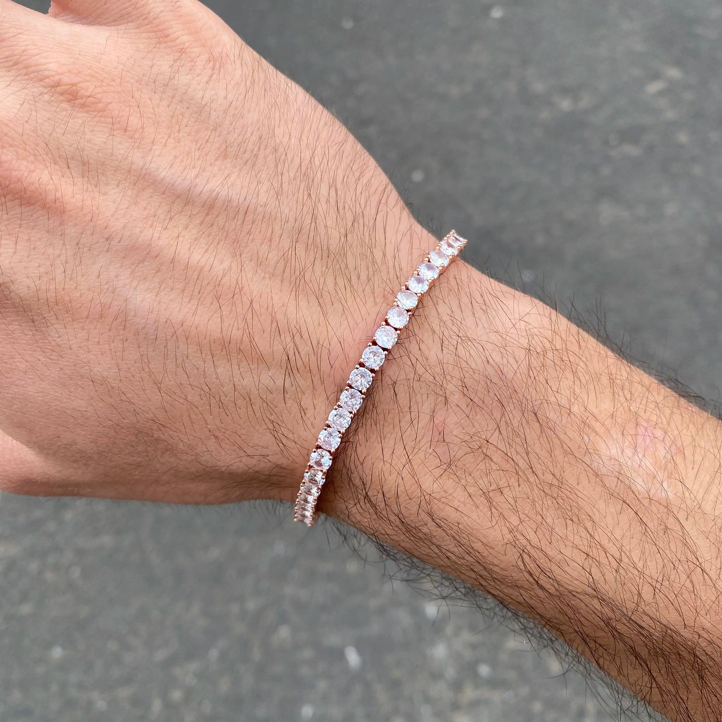 Pulsera tennis oro rosa diamantada 18.5cm - 4mm