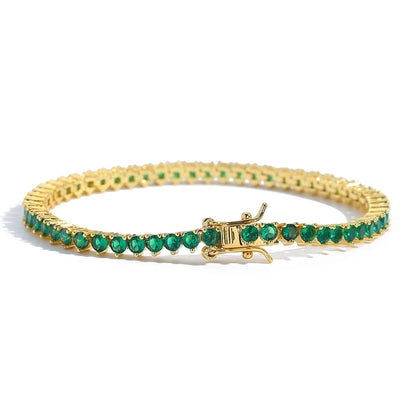 Pulsera tennis oro amarillo circones verdes 18.5cm - 4mm